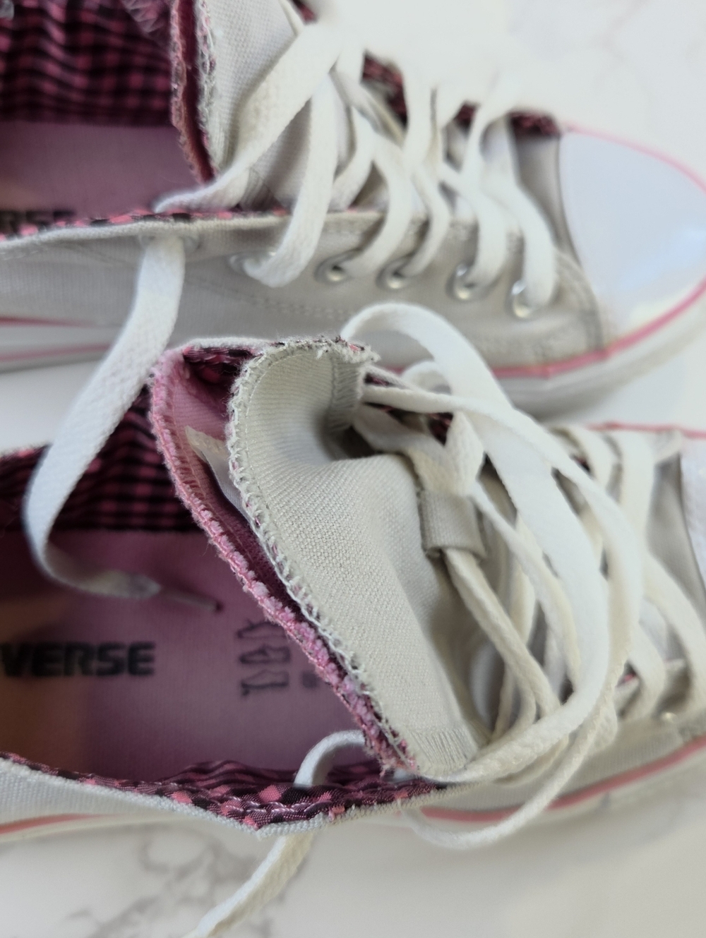 Converse Low Top Canvas Sneakers - Light Gray with Pink Accents(B19) - Picture 7 of 12